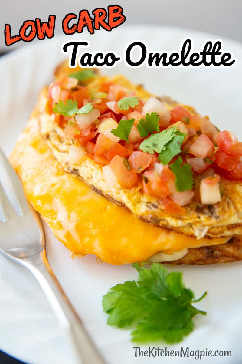 Have leftover taco meat from your Taco Tuesday dinner? Use it in a low carb, high protein omelette for breakfast ( or dinner the next night!) #keto #lowcarb #dinner #Taco #eggs