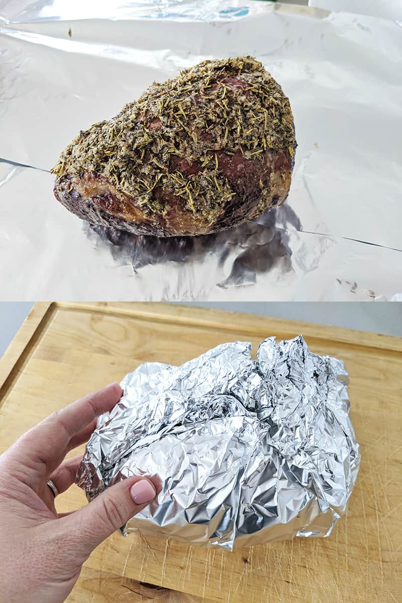 how to tent an eye of round roast in a tinfoil