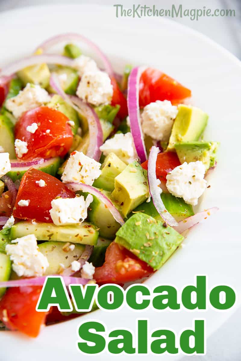  This Greek avocado salad is super healthy, delicious, easy to make and will use up those avocados that are just about to be overripe on your counter, the best of all worlds!