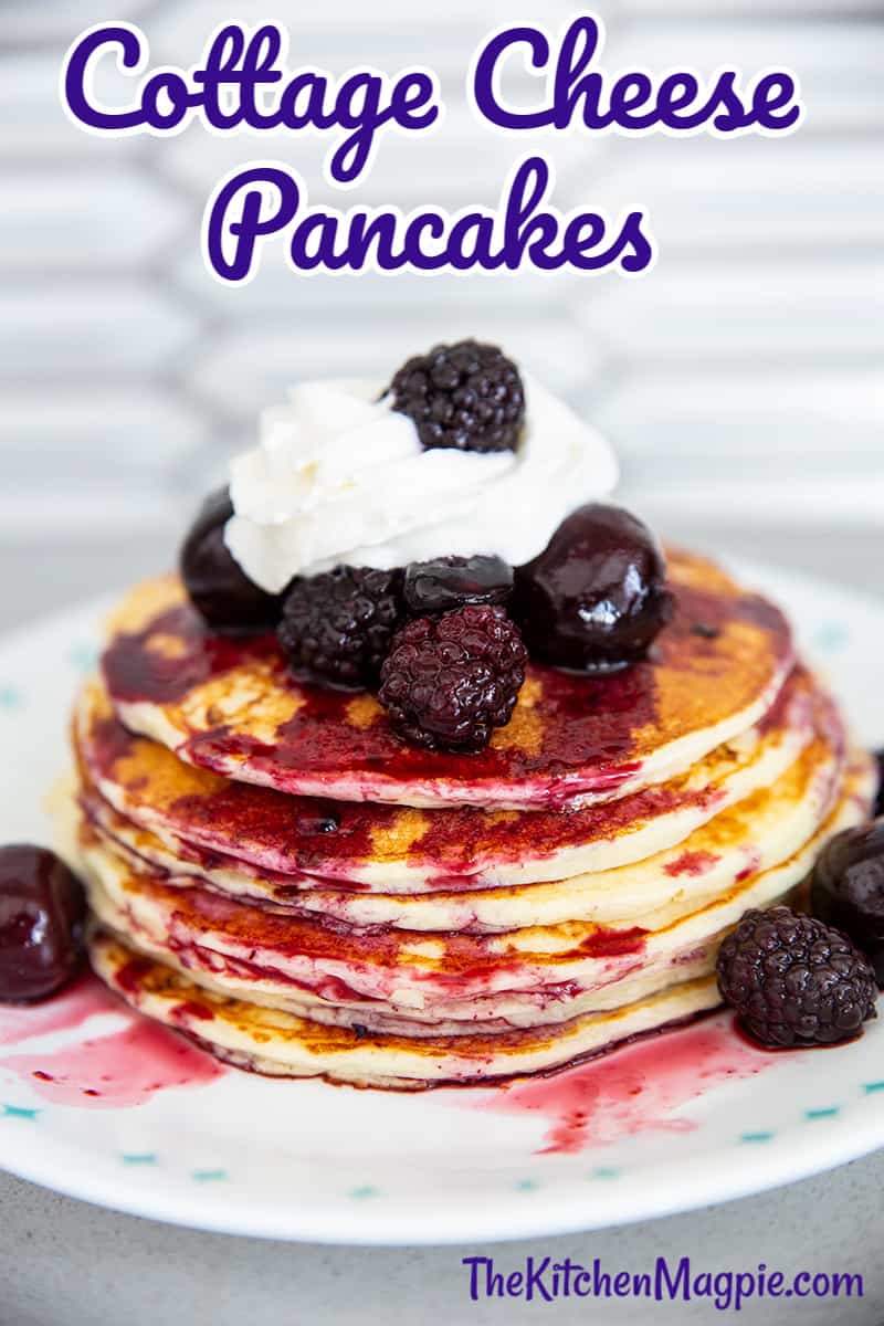 Cottage cheese pancakes are for the lovers of tangy baked goods that are paired with sweet fruits or syrup.These pancakes are packed with protein thanks to a cup of cottage cheese and three eggs!