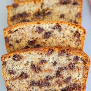 Four Slices of Chocolate Chip Sour Cream Banana Breads