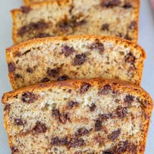 Four Slices of Chocolate Chip Sour Cream Banana Breads