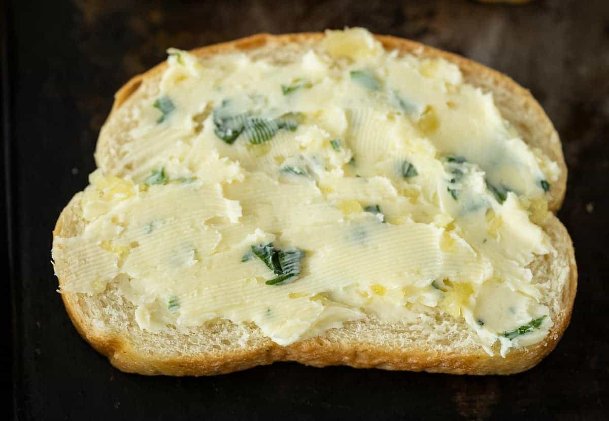 garlic butter spread on Texas toast