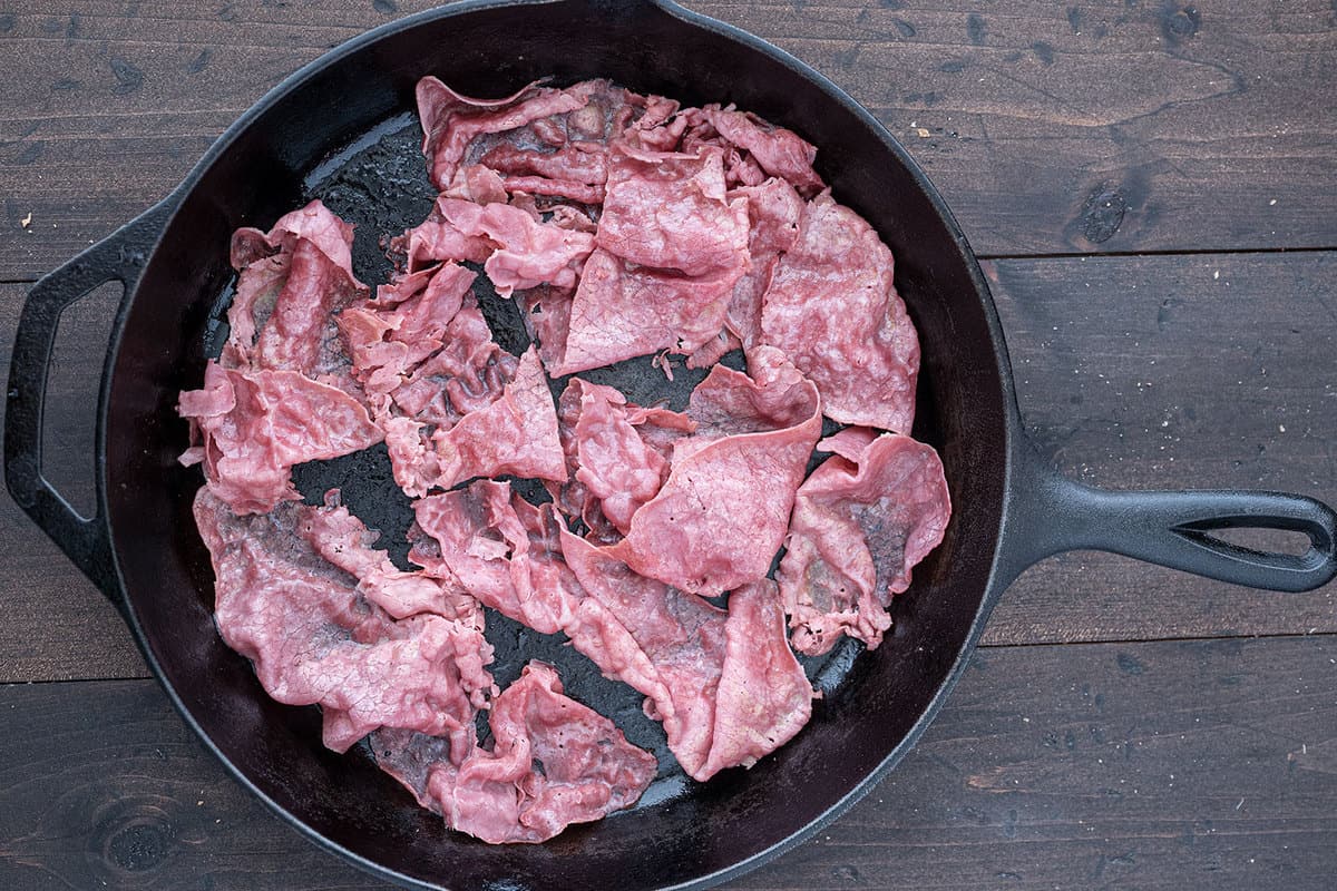Corned Beef heating in pan