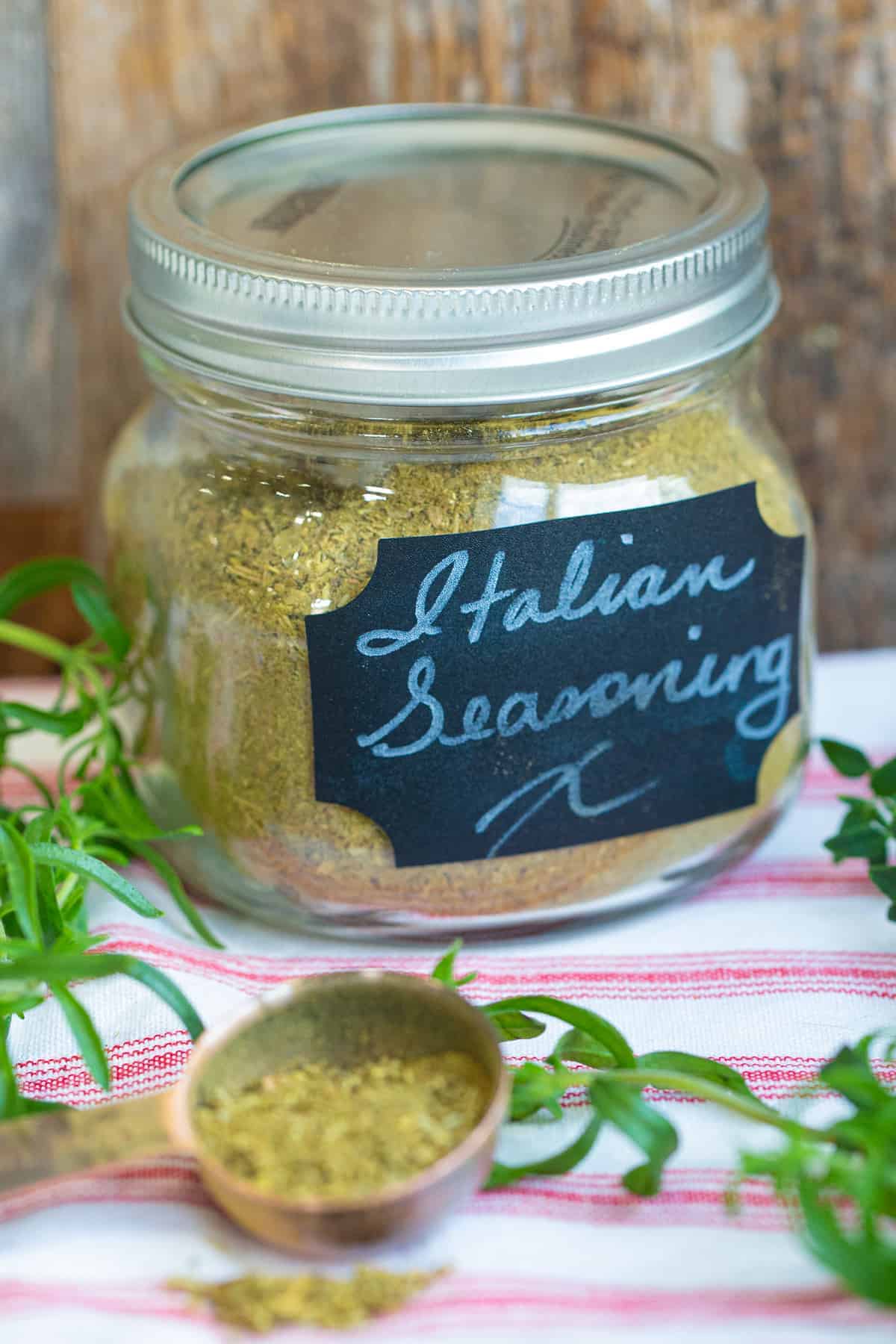 Italian Seasoning in a Glass container with lid