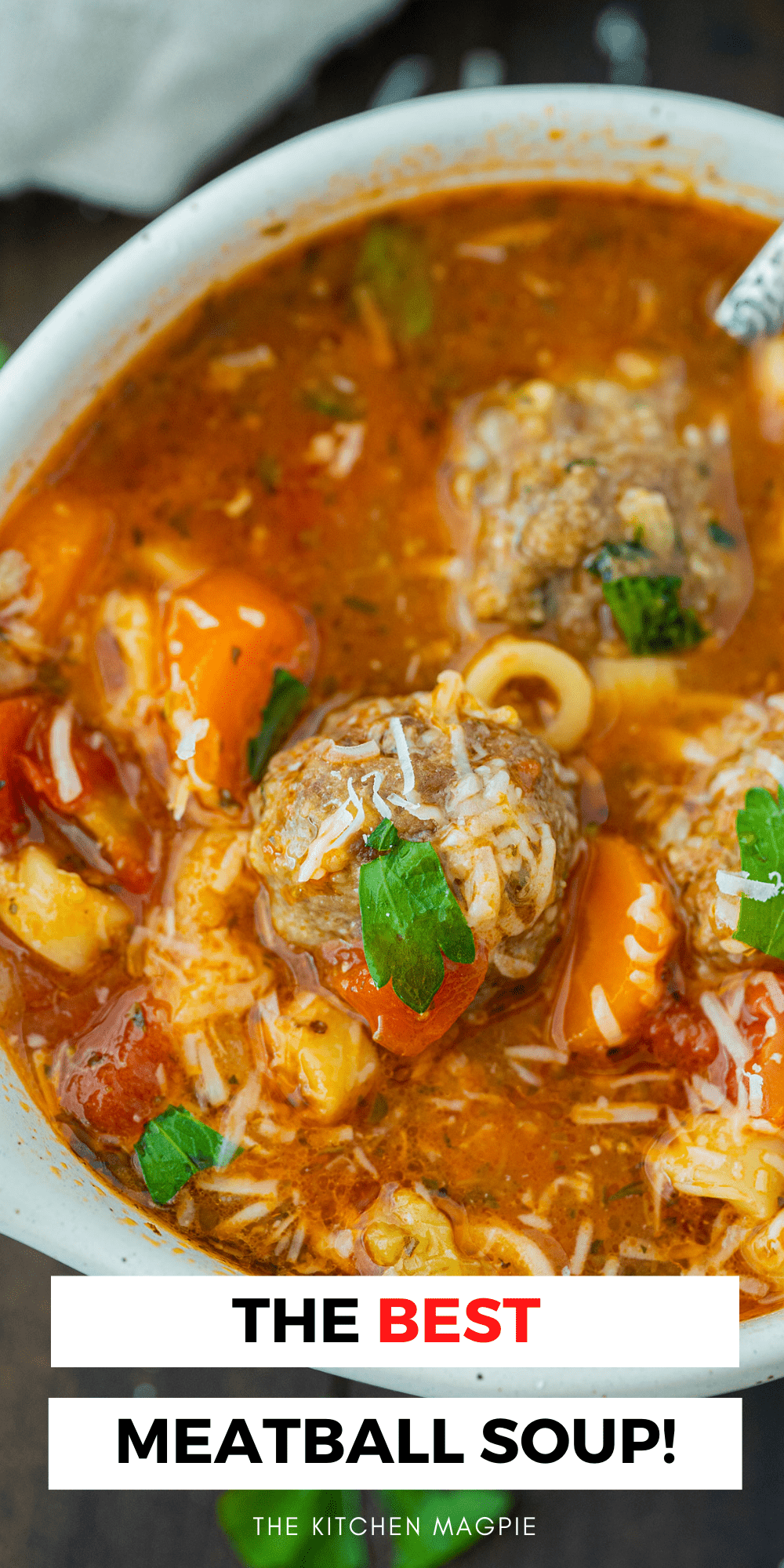 This meatballs soup has homemade meatballs that are simmered in a hearty tomato vegetable soup, making for a delicious dinner in one bowl that the whole family will love. 