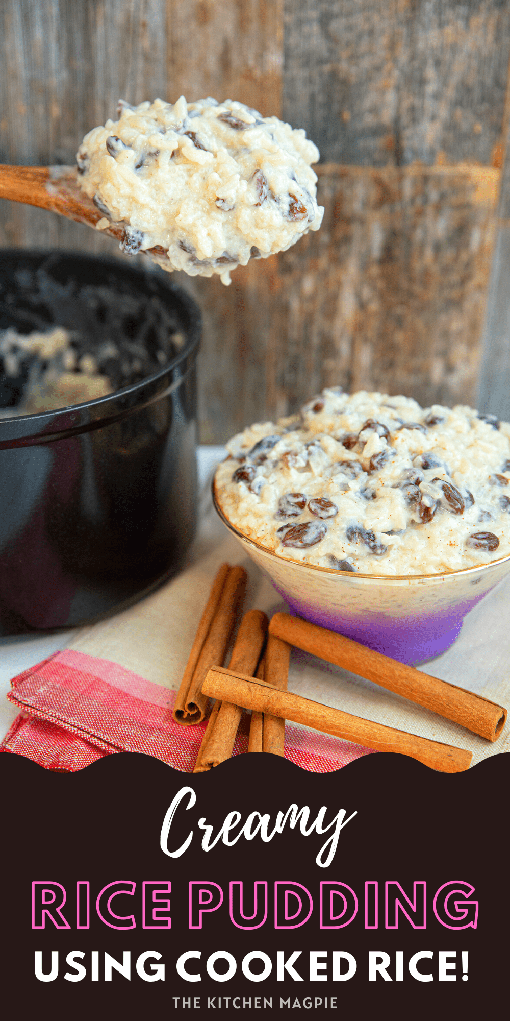 How to make rice pudding with cooked rice! This recipe yields a creamy, sweet rice pudding that is perfect for when you have leftover rice in the fridge. 
