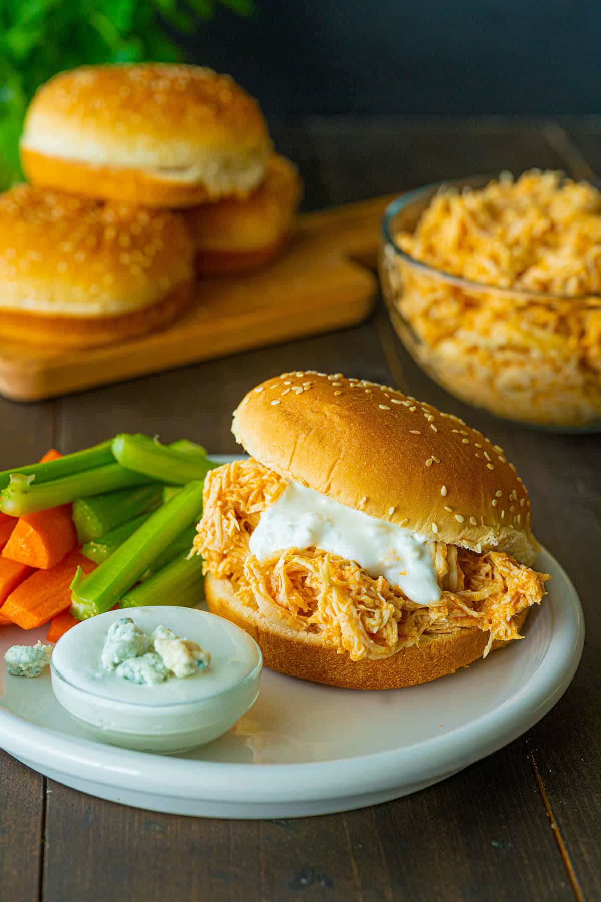 Basic Crock Pot Buffalo Chicken - The Kitchen Magpie