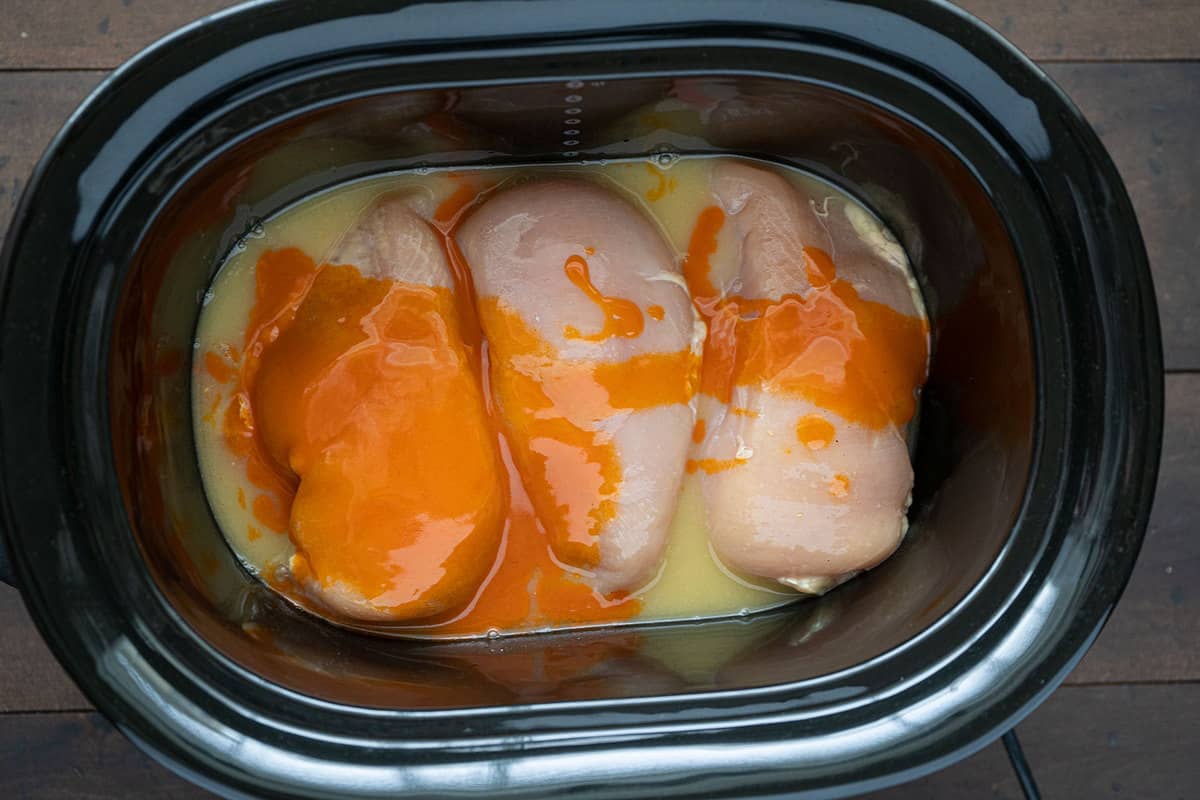 Basic Crock Pot Buffalo Chicken - The Kitchen Magpie