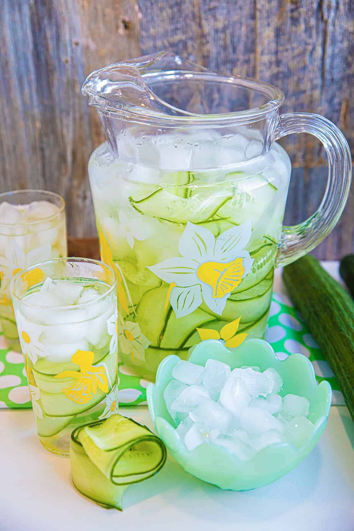 Cucumber Water in a Pitcher with Ice