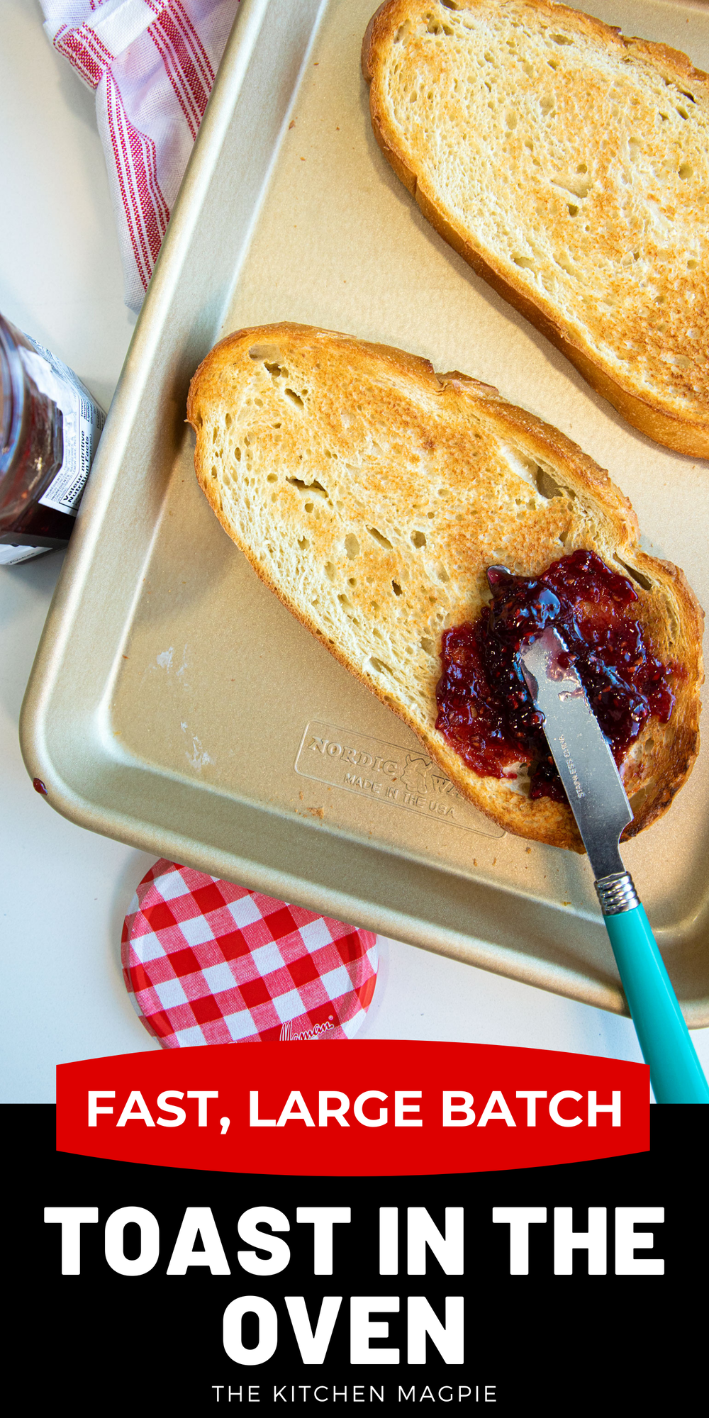 How to toast bread in the oven, perfect when when you need to make a large batch of toast all at once, or simply don't have a toaster! 