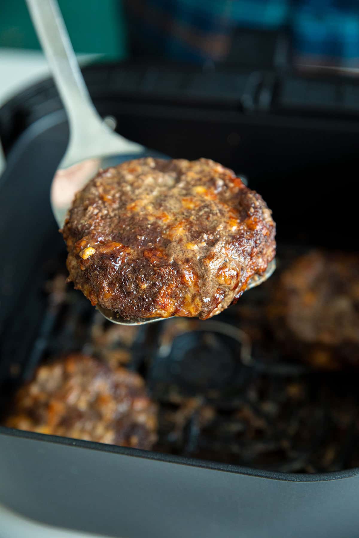 Air Fryer Hamburgers - Cooked