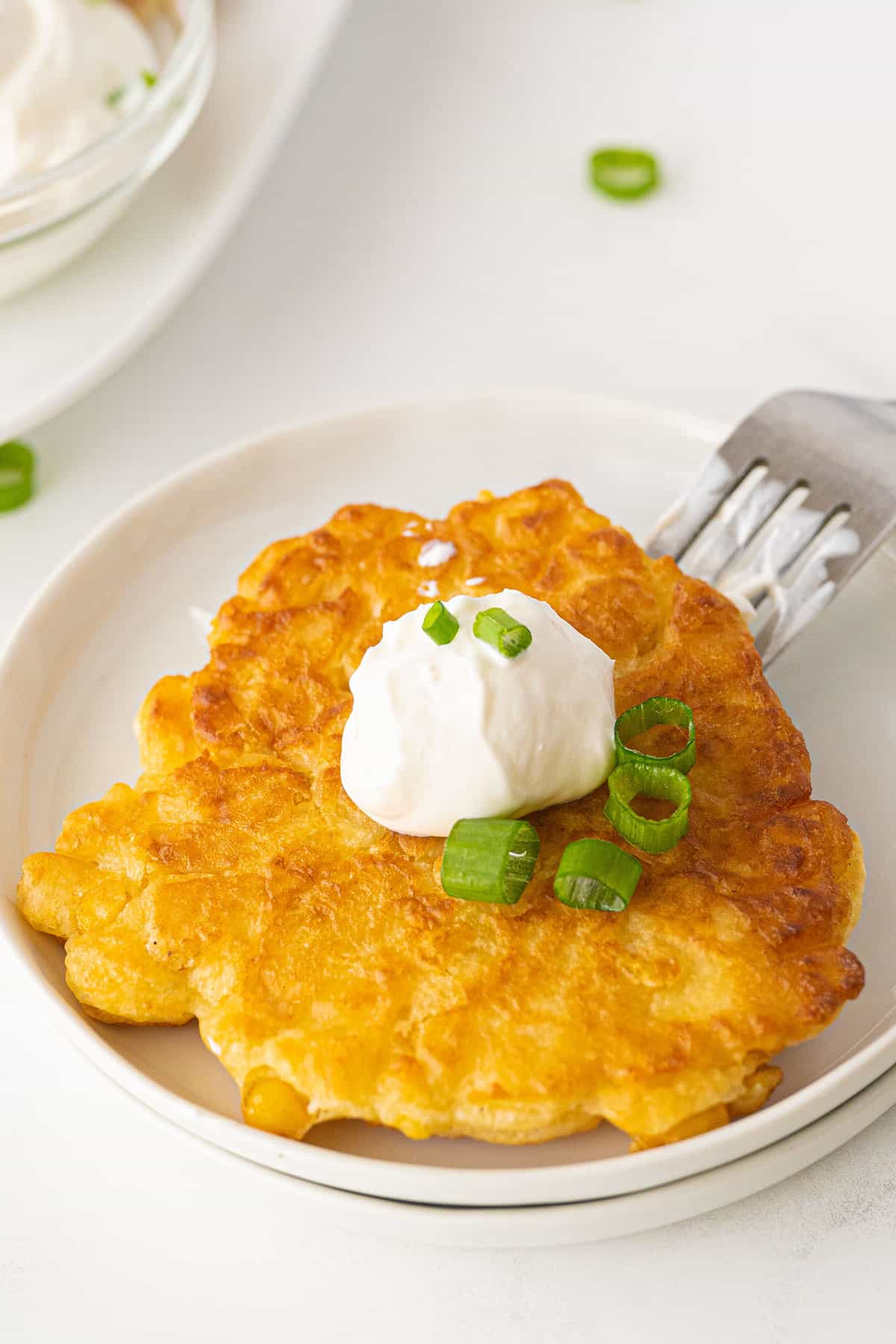 Corn Fritter on a white plate