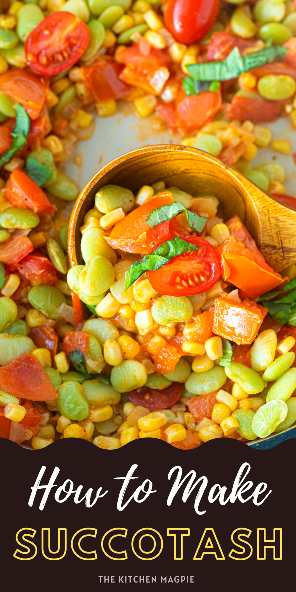 This simple succotash is a classic combination of corn, lima beans and tomatoes cooked together. The perfect simple dish that makes the best of fresh produce.