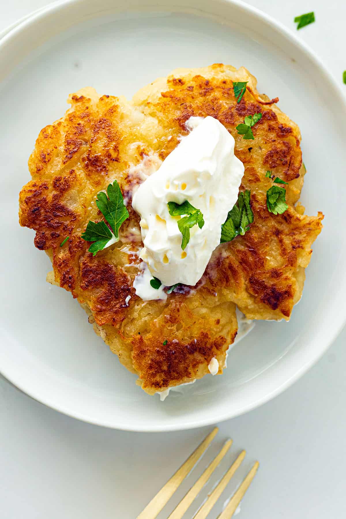 Irish Boxty with sour cream on top