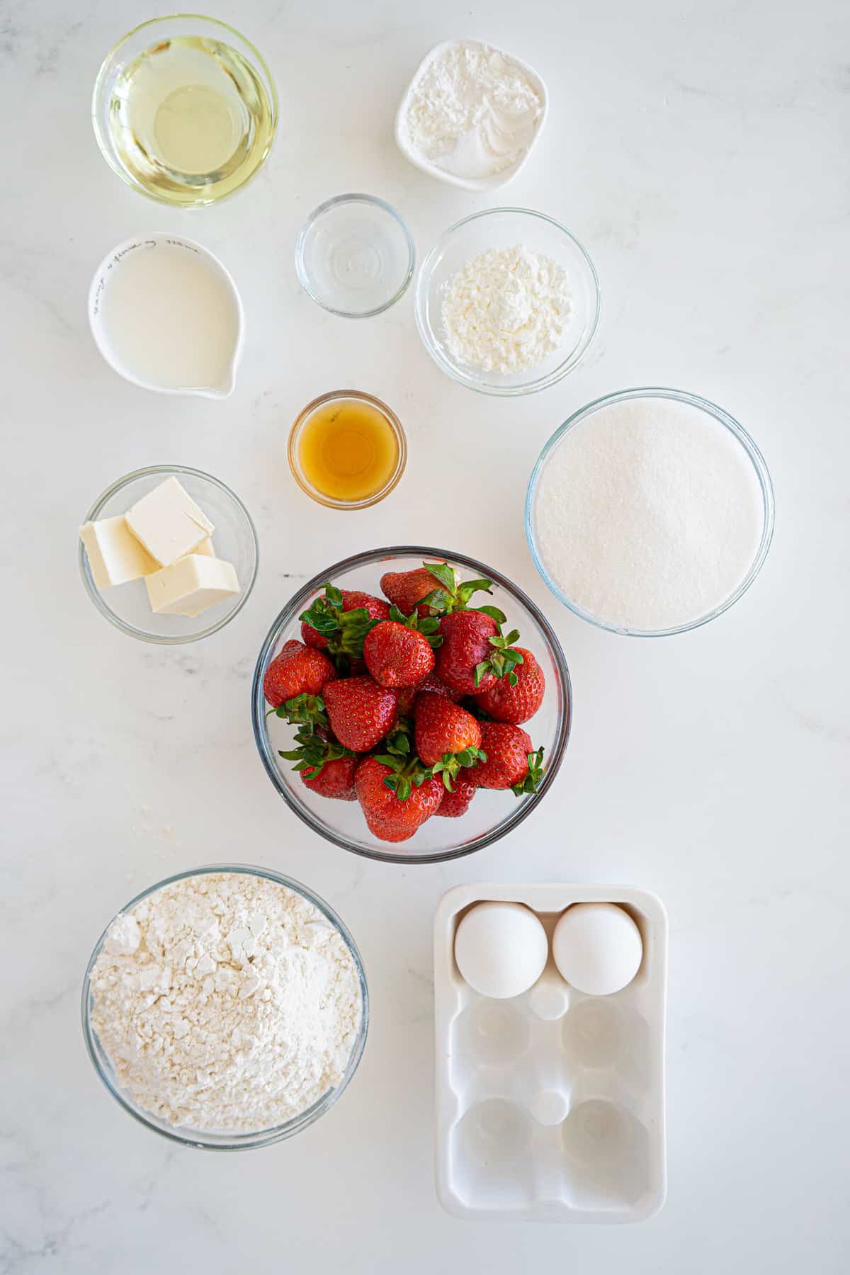 ingredients for strawberry muffins 