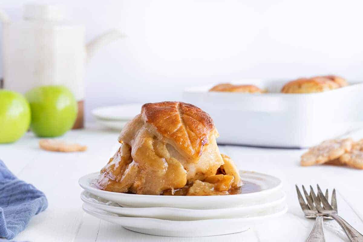 apple dumplings on a white plate