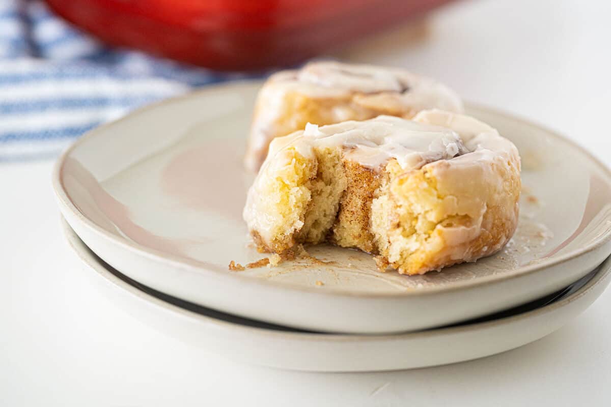 bisquick cinnamon roll on a plate