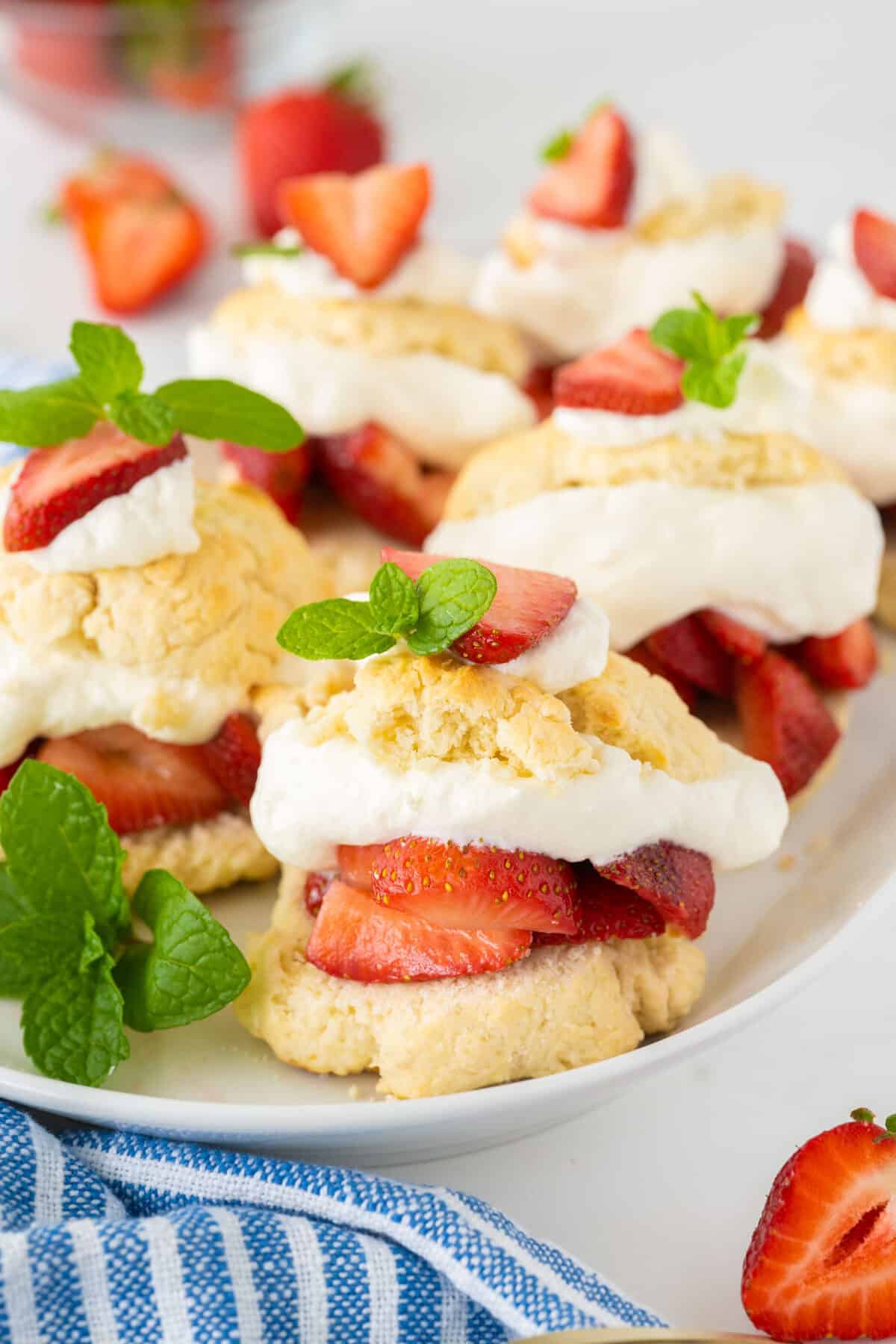 close up of Bisquick strawberry shortcake on a white plate 