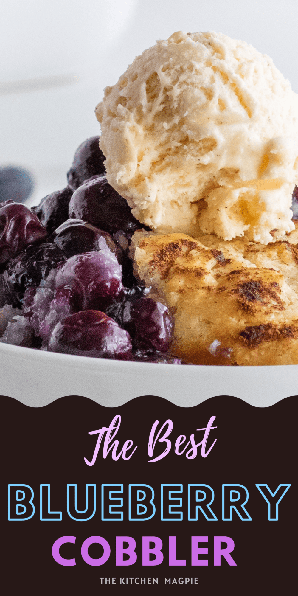 Delicious and easy blueberry cobbler. Top with vanilla ice cream for the perfect dessert! 