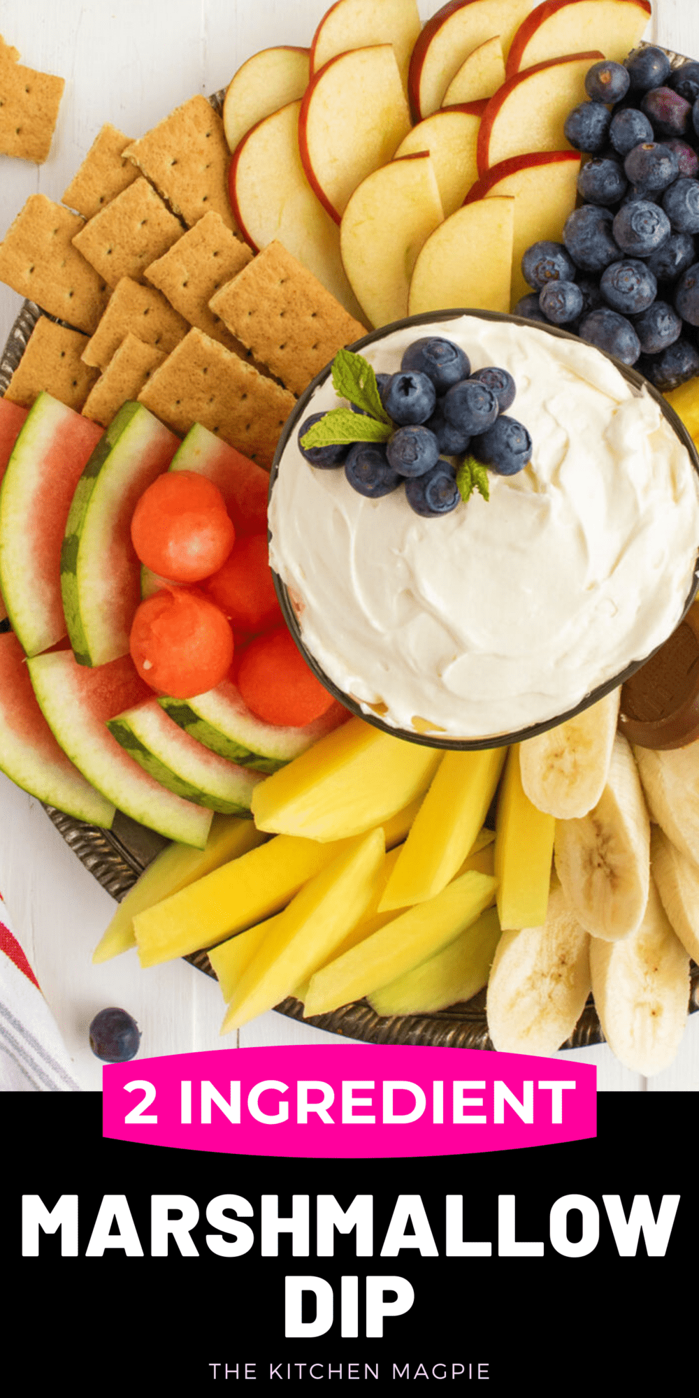 Classic cream cheese and marshmallow fruit dip that is only two ingredients! Serve with fruit and sweet crackers, Perfect for picnics, potlucks, parties and more!