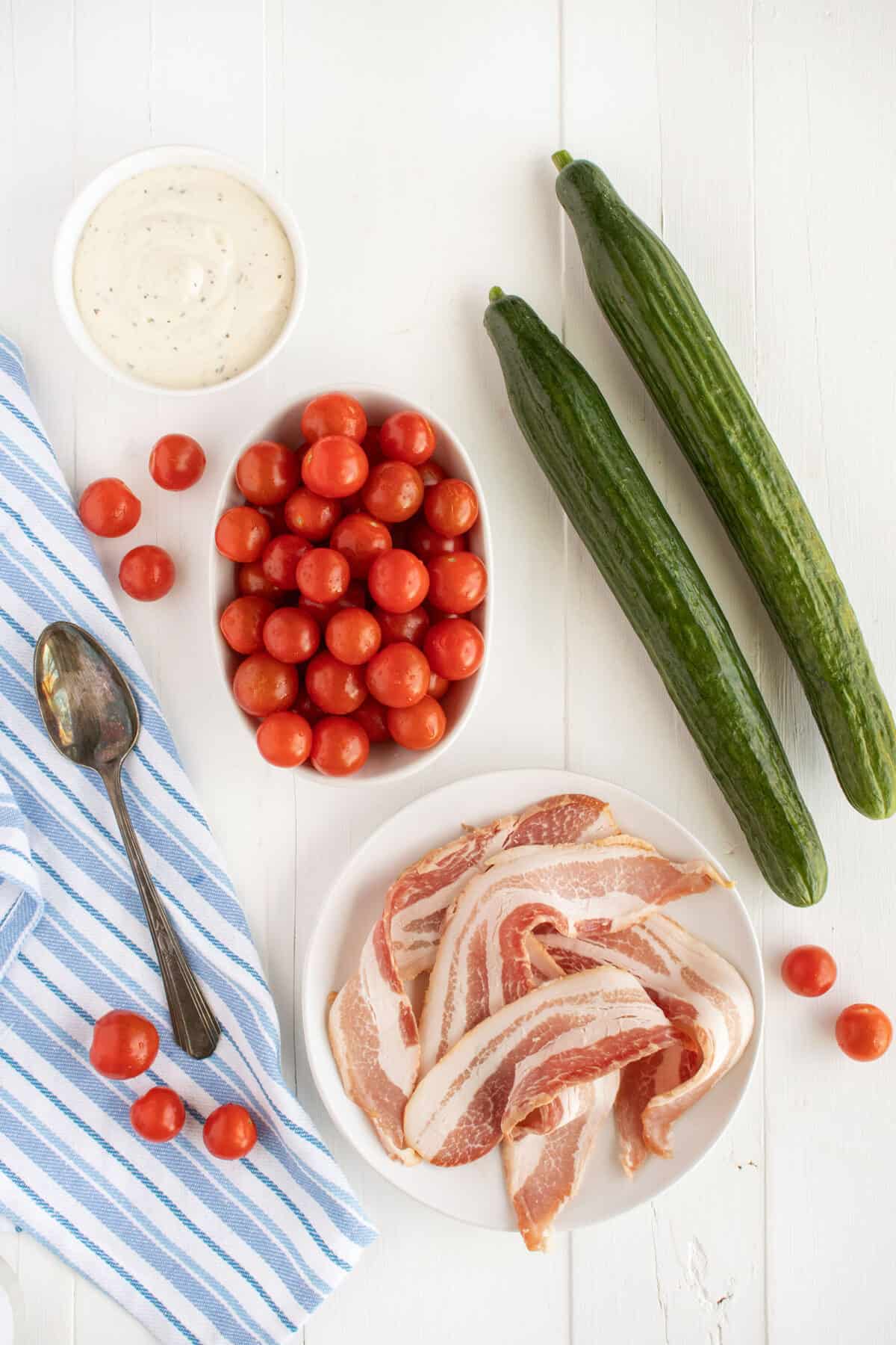 ingredients for cucumber tomato salad