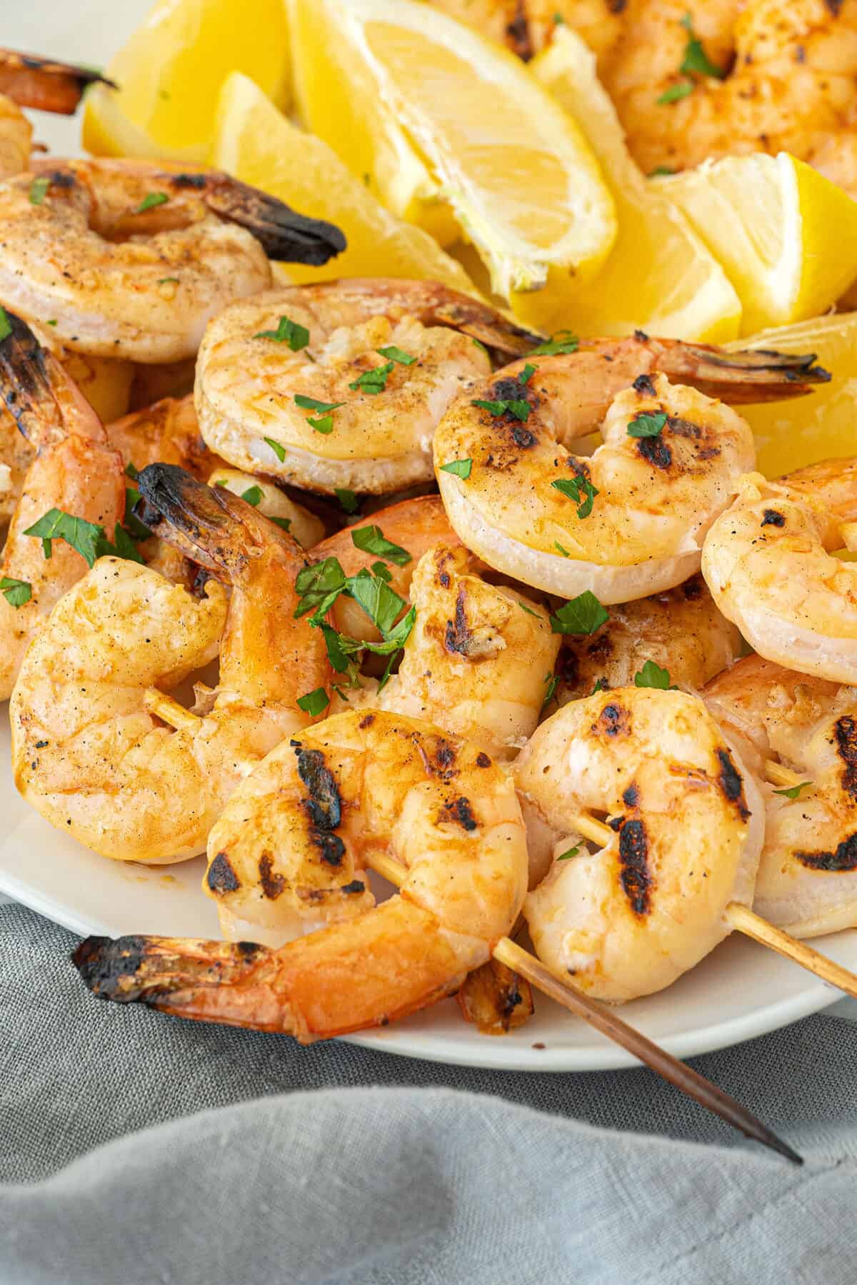 close up of garlic grilled shrimp 