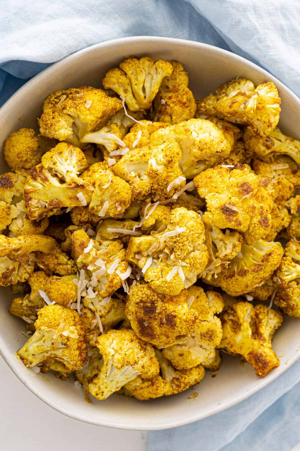 roasted cauliflower in white bowl