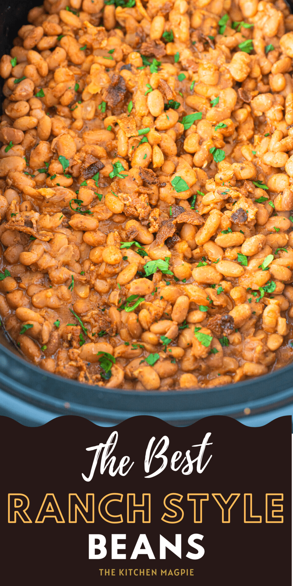 These ranch style beans are made in the slow cooker and are better than the canned ones at the store! The perfect BBQ side dish!