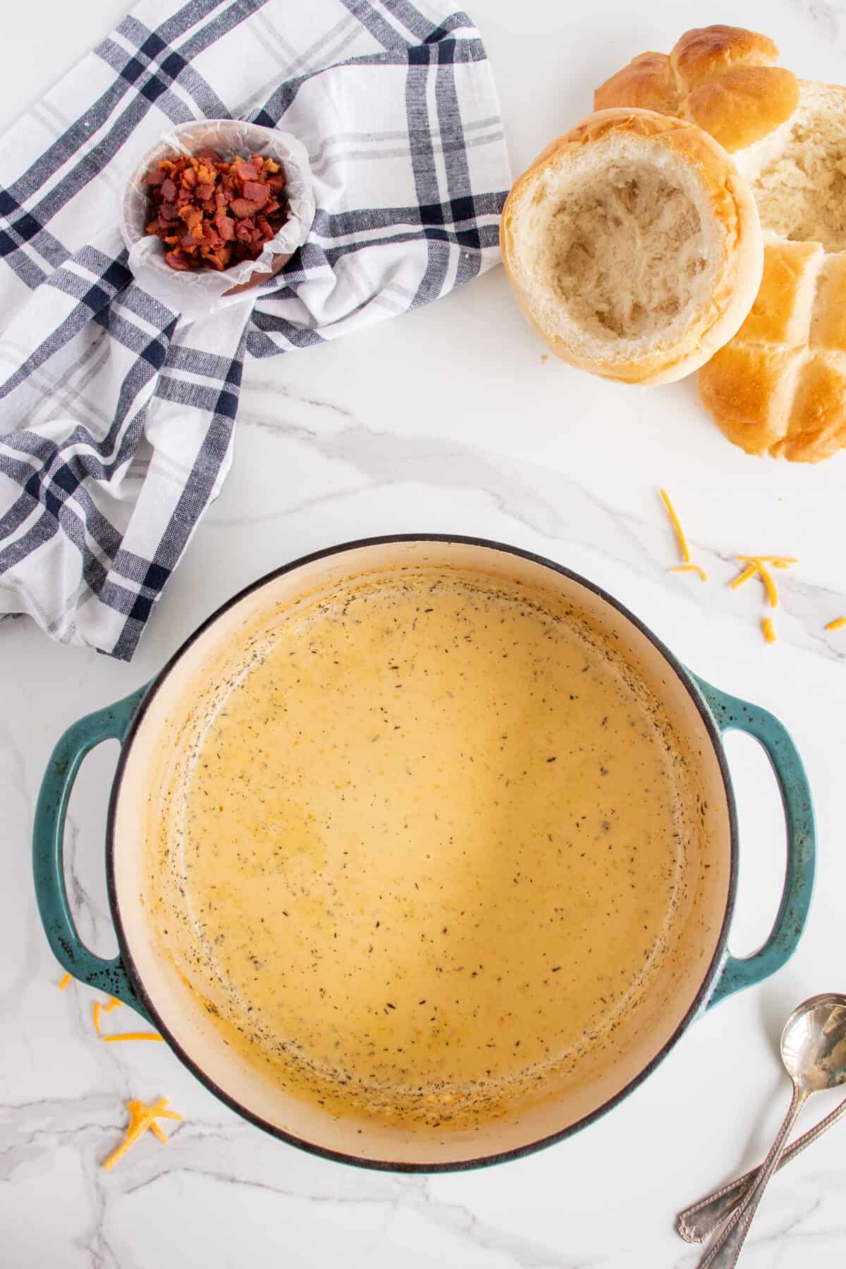 beer cheese soup in a large Dutch oven
