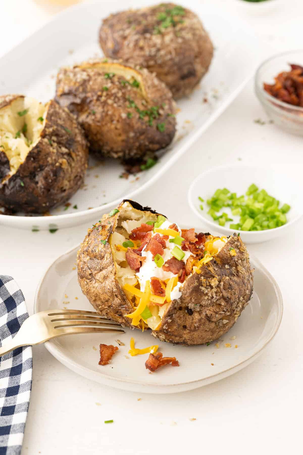 grilled potato loaded with toppings 