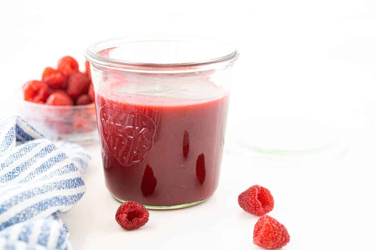 raspberry sauce in a jar 