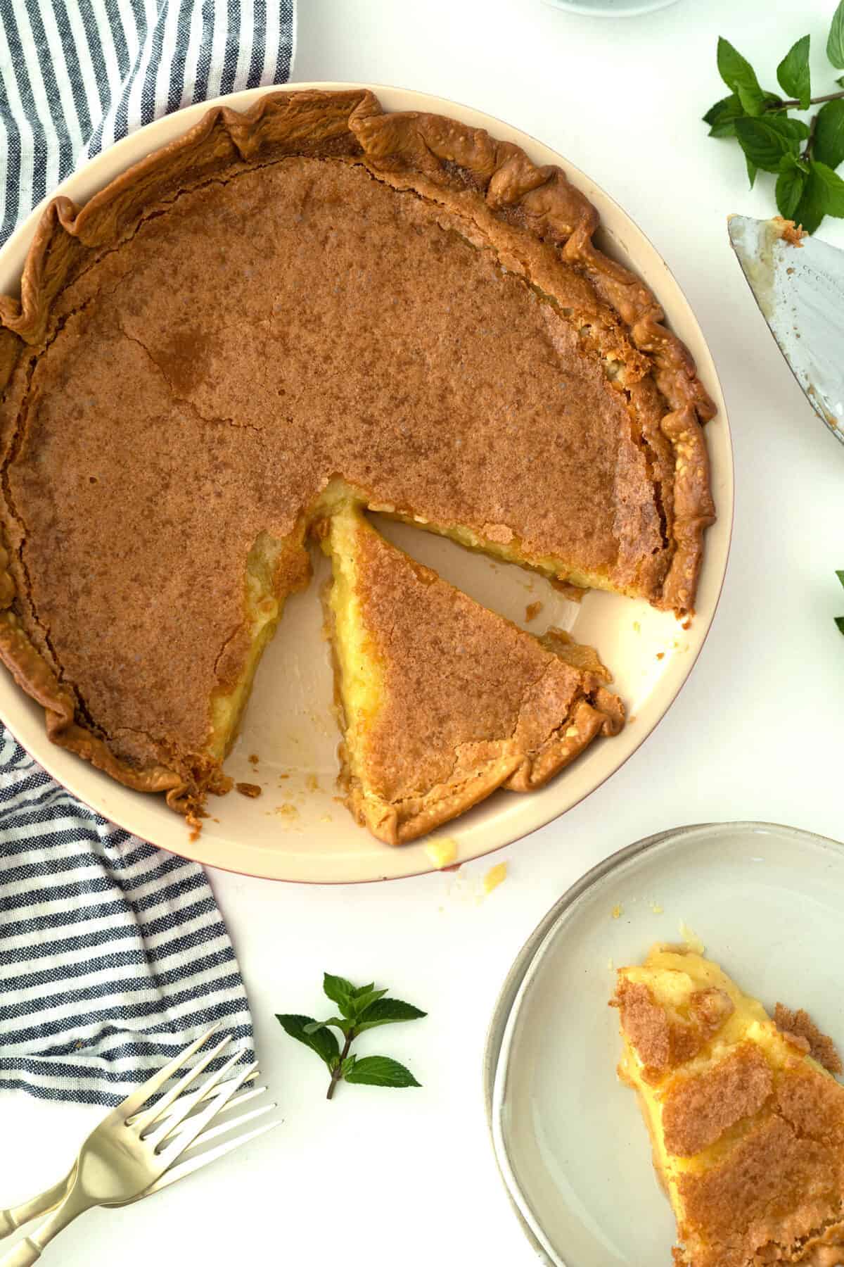 chess pie in a pie plate