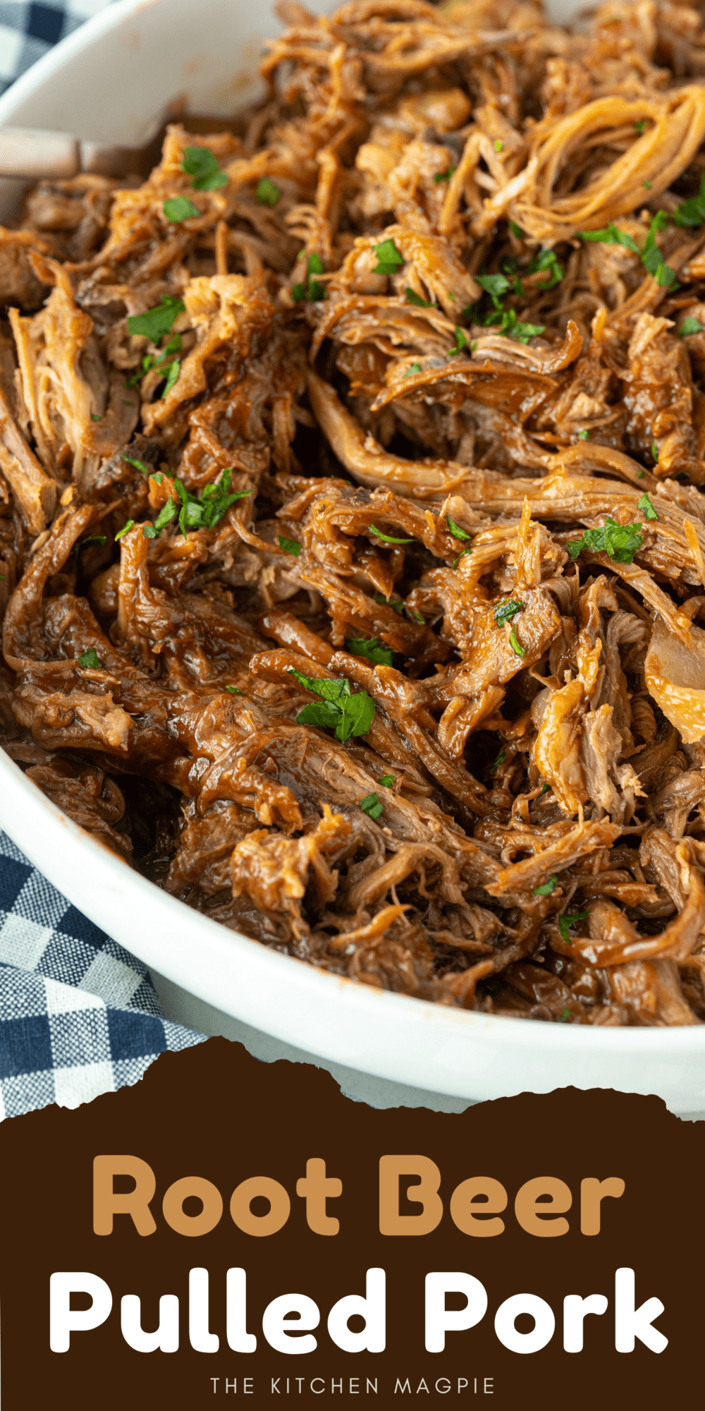 Delicious and incredibly easy 3 ingredient root beer pulled pork done in the slow cooker for pulled pork sandwiches, pulled pork nachos and more!
