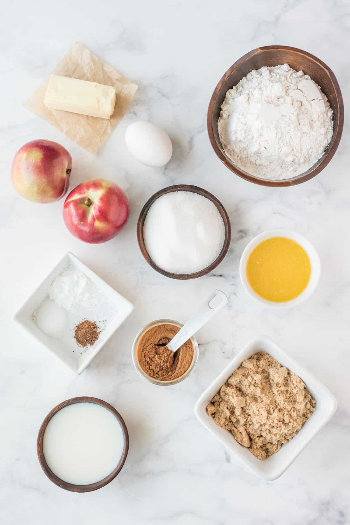 ingredients for apple cinnamon muffins