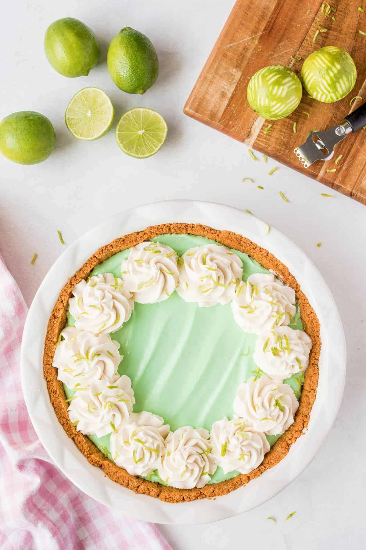 key lime pie with whipped cream on top 
