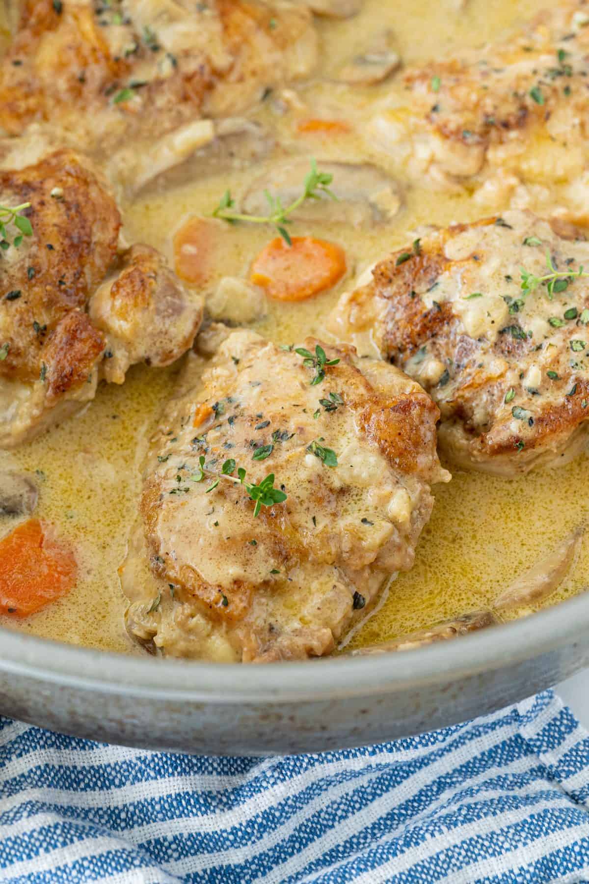 close up of Chicken Fricassee in sauce