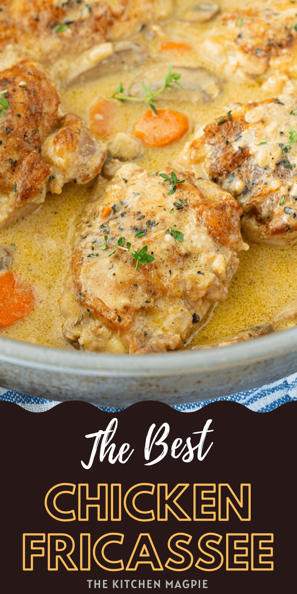 Chicken Fricassee is tender chicken braised in a creamy white wine sauce that is bursting with vegetables and flavor. Serve over mashed potatoes, rice or pasta!