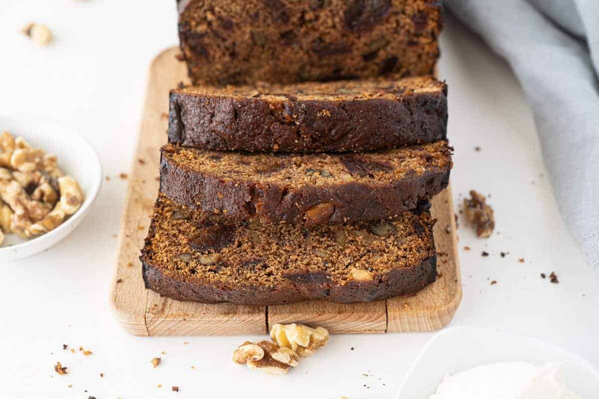 date bread on a wooden board