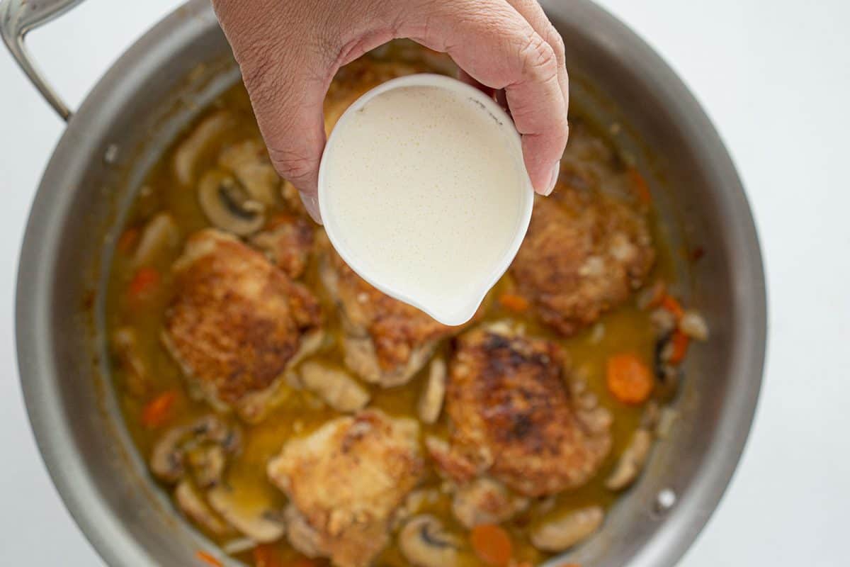 thickening chicken fricassee with a cornstarch slurry