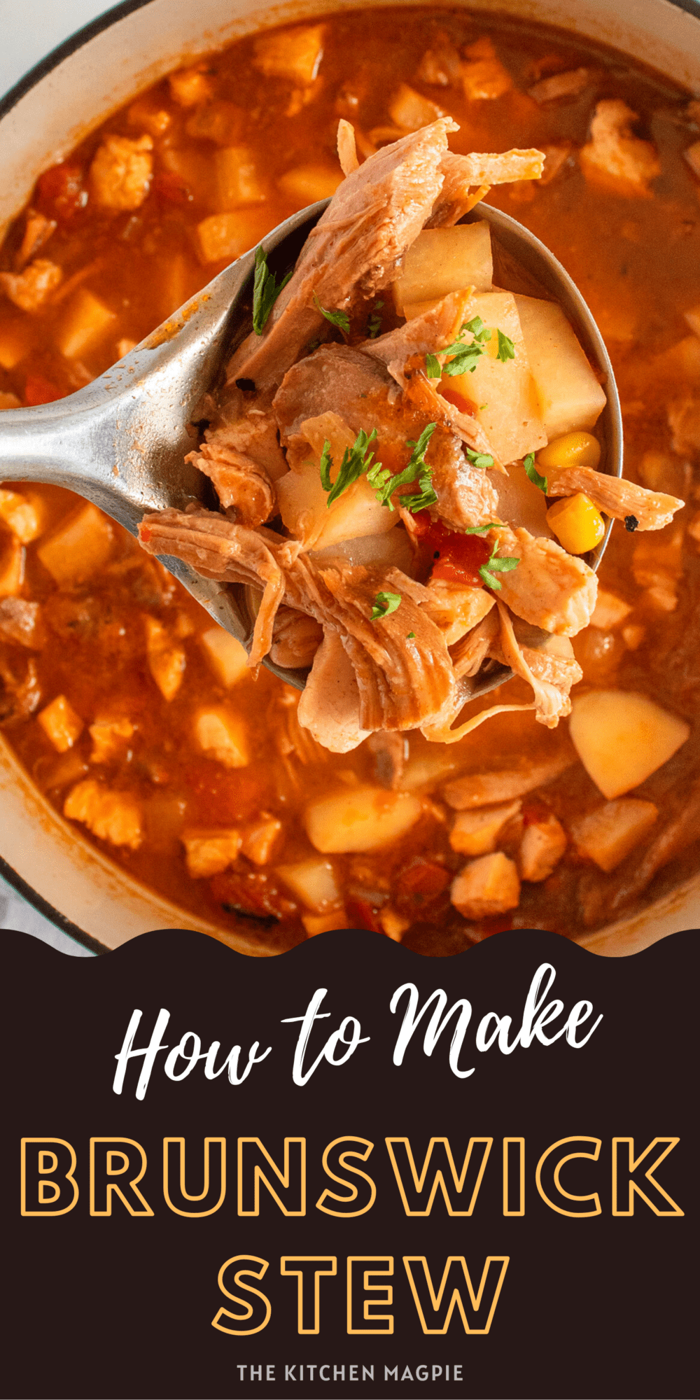 This delicious Brunswick stew is a great way to use up leftover pulled pork and chicken! Use a rotisserie chicken for amazing flavor!