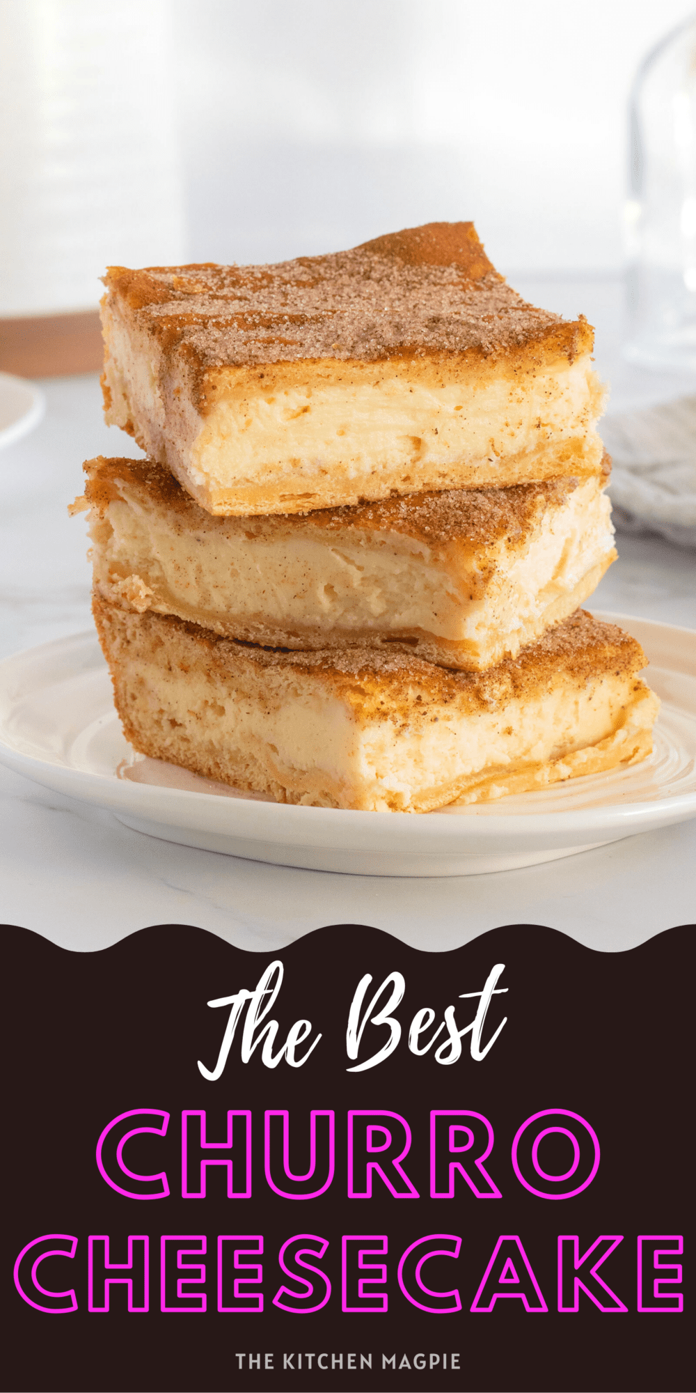 Fast and easy churro cheesecake using canned dinner rolls! This cinnamon and cream cheese dessert is one that is sure to impress!