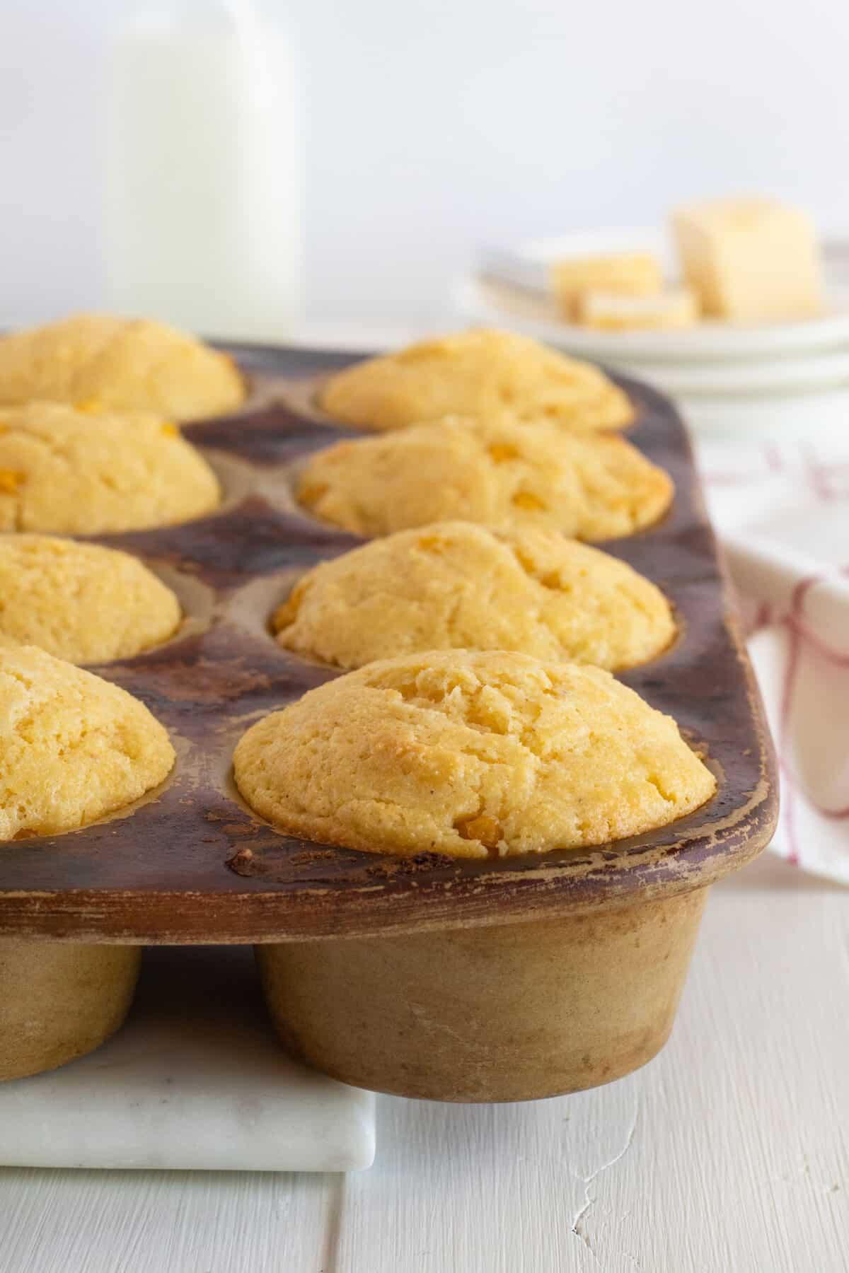 cornbread muffins in a muffin tin