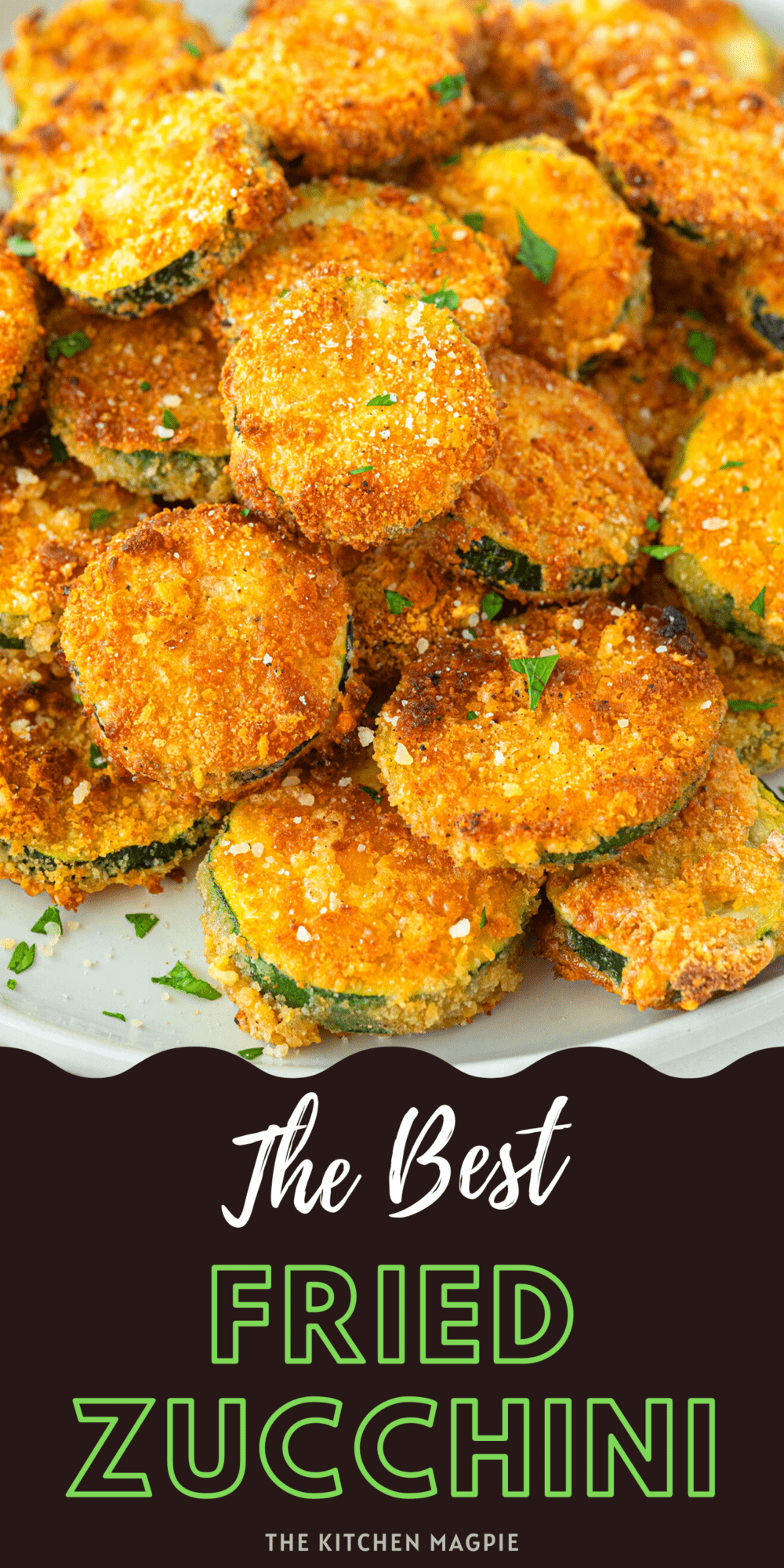 Zucchini slices are covered in a buttery, seasoned coating then fried to crispy perfection! Serve with your favorite dip or salad dressing!