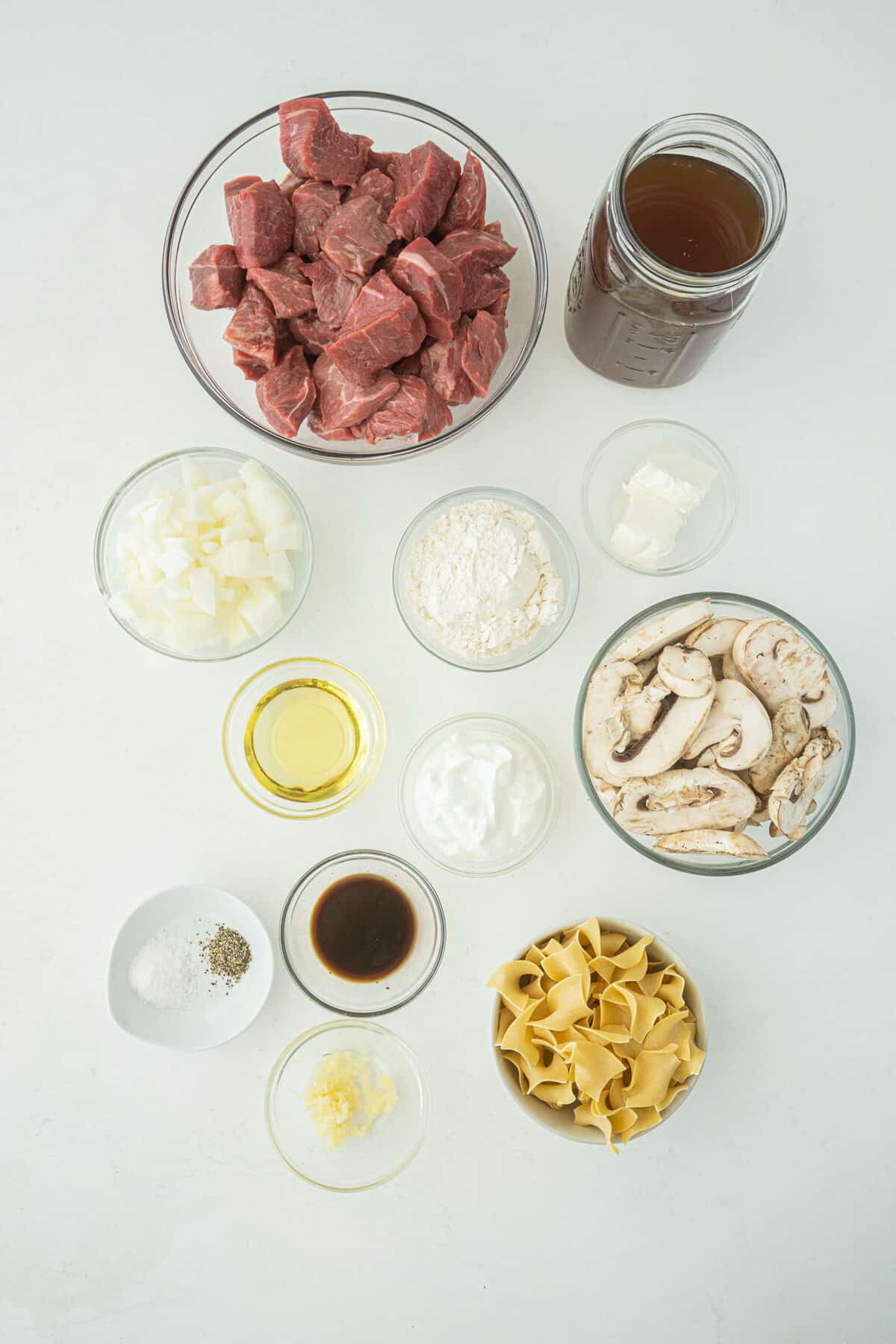ingredients for Instant pot beef stroganoff