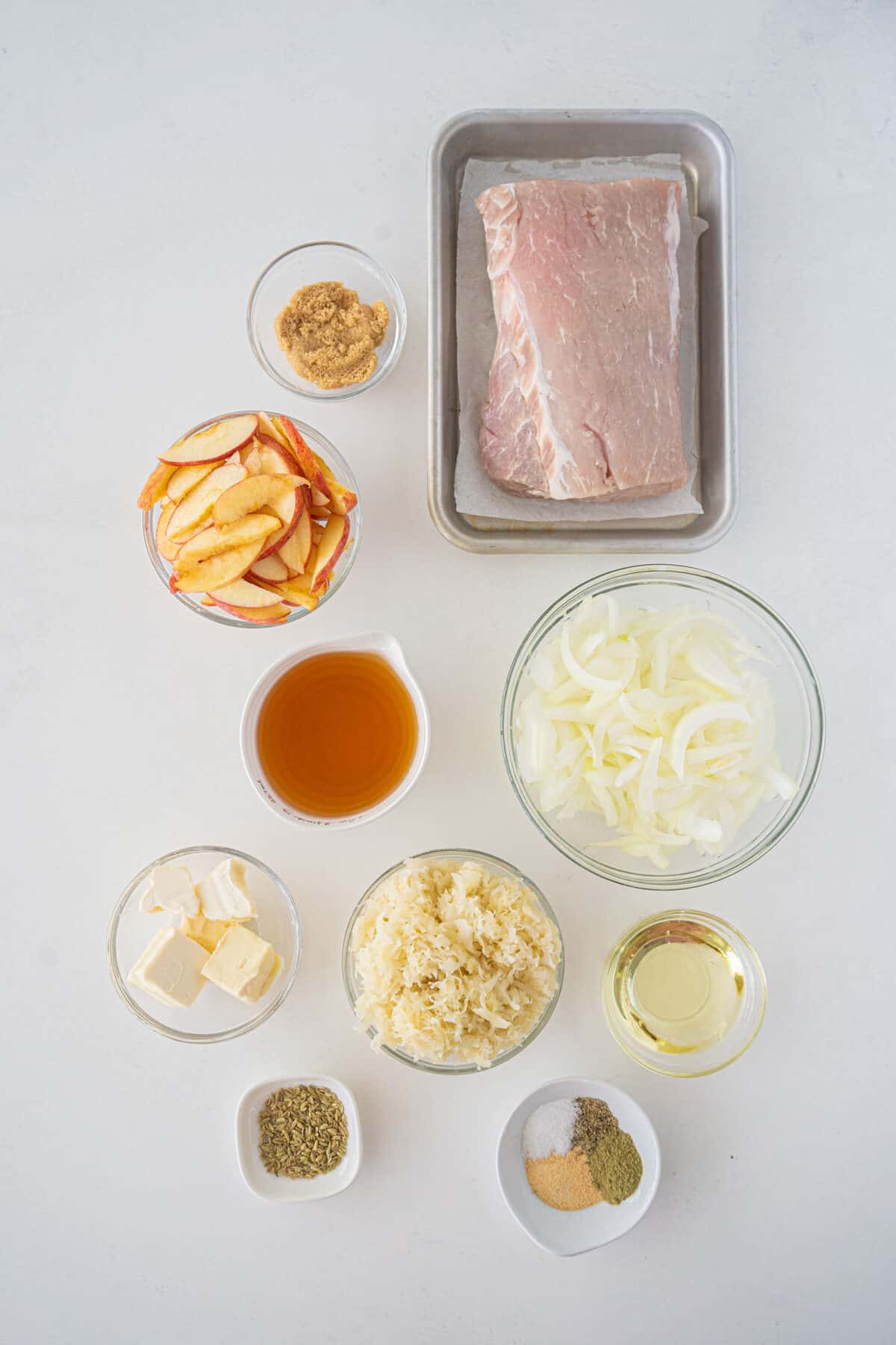 ingredients for pork and sauekraut