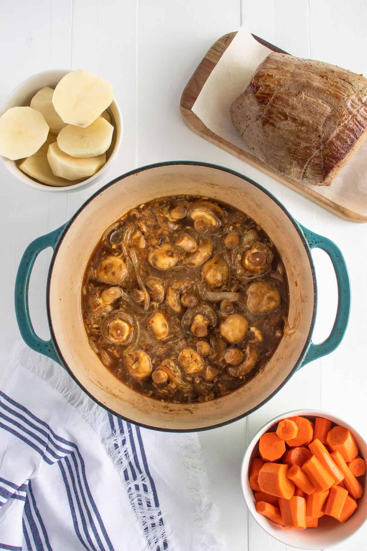 mushrooms in Dutch oven