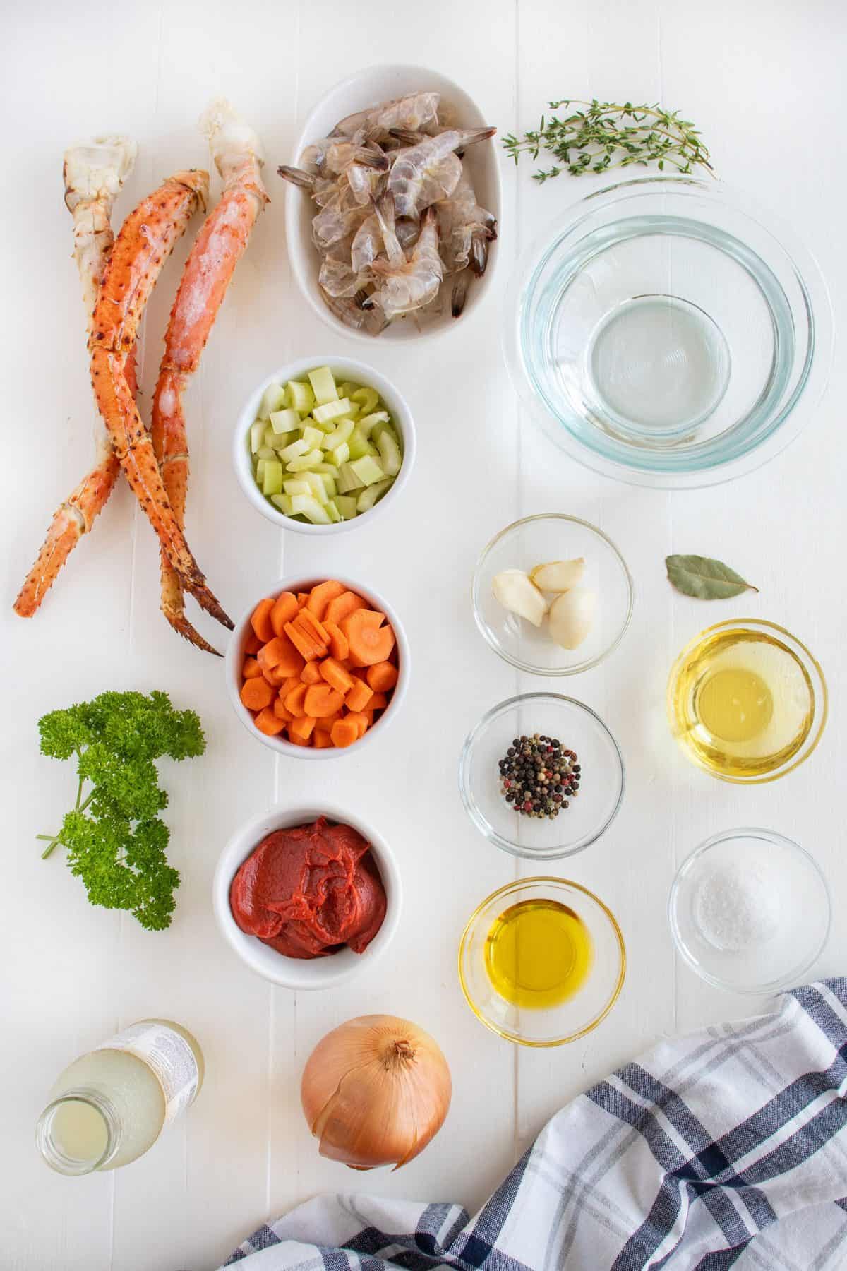 ingredients for seafood stock