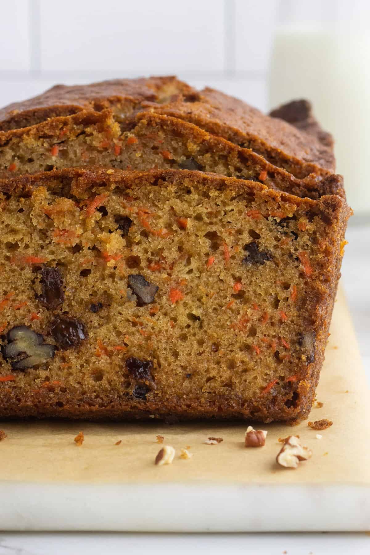 close up shot of carrot bread 