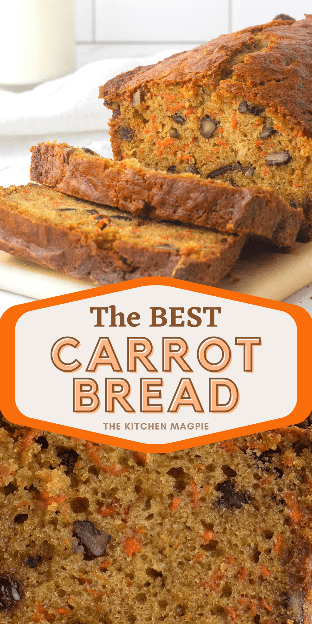 Easy to make and bursting with flavor this carrot bread is loaded with spices, raisins and walnuts!